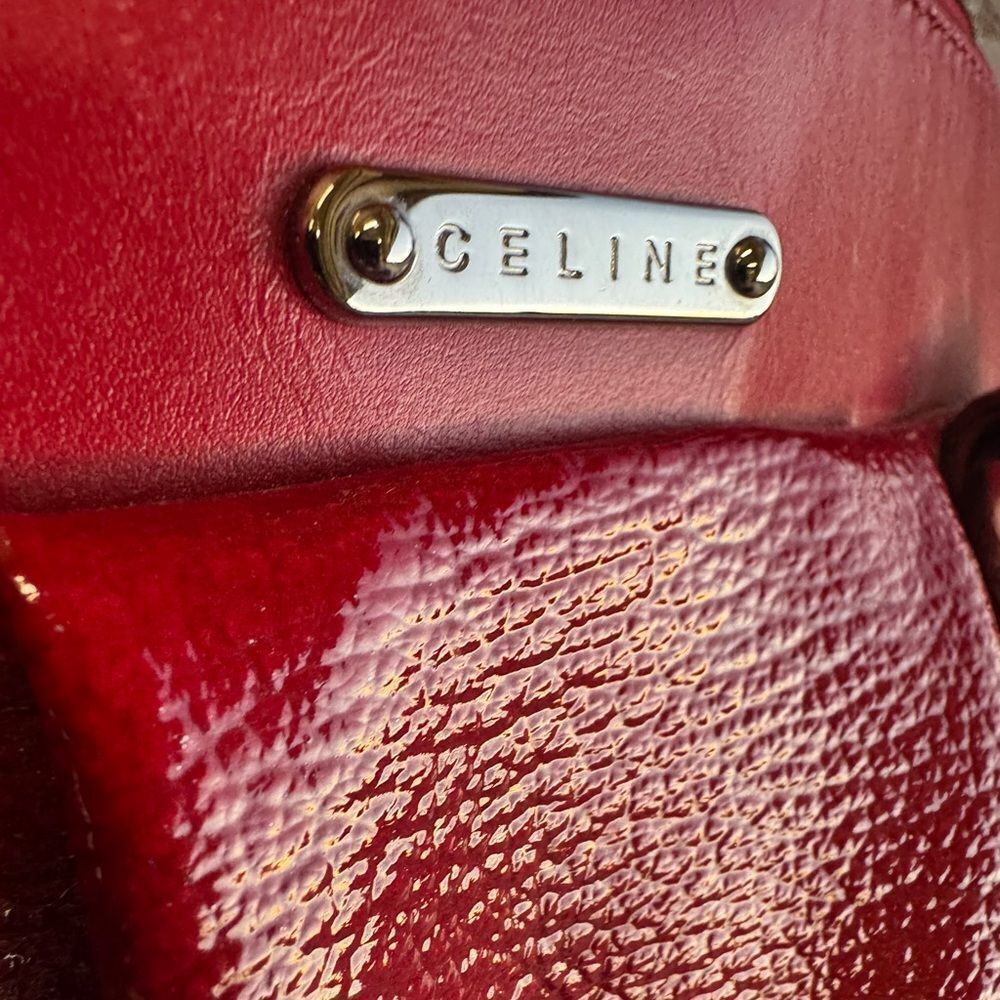 Auth Celine Red Wine Patent Leather Pleated Large Tote. Mint Preloved Condition. - Picture 15 of 16